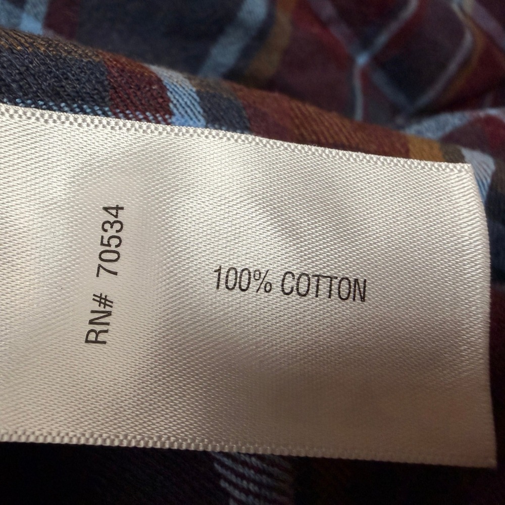 Orvis‎ Mens Plaid Flannel Shirt Button Down XL Burgundy Blue Rugged Rustic Work - Picture 5 of 8